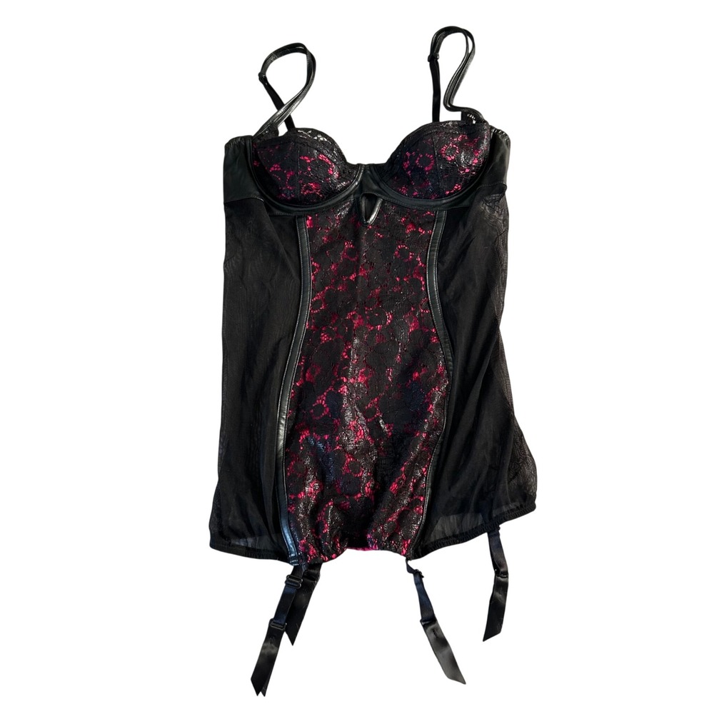Shirley Of Hollywoodโ Unlined Lingerie Womens Size Large Black Garter Straps